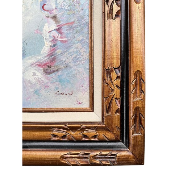 Vintage Impressionist Lady Portrait Painting Wood Frame Cottagecore Wall Art - Picture 2 of 3